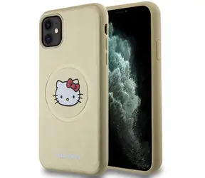 Hello Kitty Leather Kitty Head zlatá / Zadní kryt / Apple iPhone 11 / MagSafe