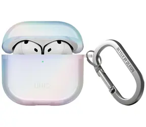Uniq Iridescia bílá holografická / Pouzdro / s karabinou / pro Apple AirPods 4