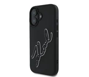 Karl Lagerfeld 3D Rubber Signature iPhone 16 černá / Zadní kryt / Silikonový povrch