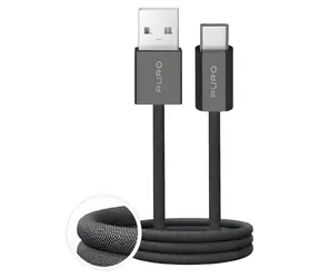 Puro Fabrik 2.0 tmavě zelená / Datový kabel USB-A - USB-C / opletený / 10 W / 1,5 m