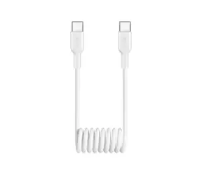 Puro Spirálový datový kabel bílá / Datový kabel / USB-C - USB-C / 25 W / 1 m