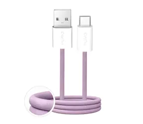 Puro Fabrik 2.0 růžová / Datový kabel USB-A - USB-C / opletený / 10 W / 1,5 m