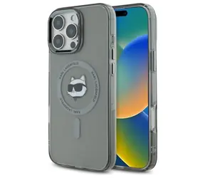 Karl Lagerfeld IML Choupette Head Metal Frame MagSafe černá / Zadní kryt / Apple iPhone 16 Pro Max