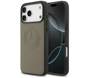 Mercedes Leather Vintage Logo béžová / Zadní kryt / kůže / MagSafe / pro iPhone 17 Pro Max