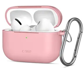 Tech-Protect Silicone Hook Case růžová / Pouzdro / pro Apple AirPods Pro / silikonové s karabinou
