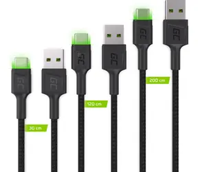 Green Cell KABGCSET01 černá / Kabel USB-A - USB-C / 2 m