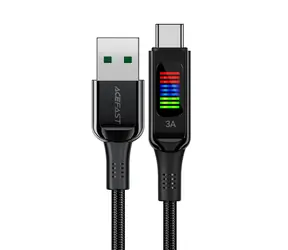 Acefast Kabel USB-A (M) - USB-C (M) 1,2 m černá / 60W / displej