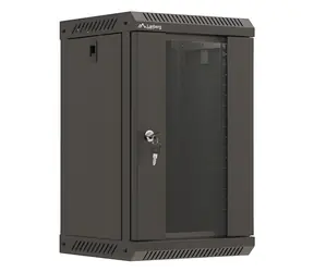 Lanberg WF11 černá / Nástěnná skříň / 10" / 9U / 300x300 mm / skleněné dveře / ploché balení