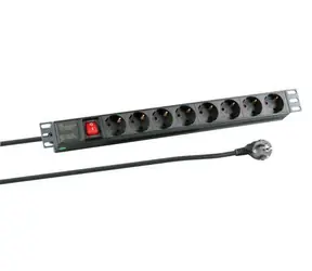 EFB EK631DE.2 černá / PDU / 19" / 1U / 8x zásuvka DE / vypínač / 2 m