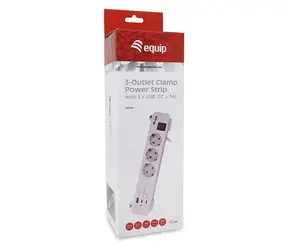Equip Stolní zásuvkový blok se svorkou bílá / Zásuvkový blok / 3x Schuko / 2x USB-C / USB-A / 2 m