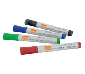 NOBO Popisovače na skleněné tabule mix barev / Popisovač / 4 ks / hrubý hrot / stíratelný za sucha