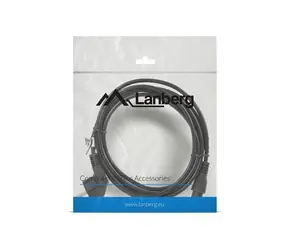 Lanberg CEE7/7 - C5 90° černá / Napájecí kabel / 3 m / VDE