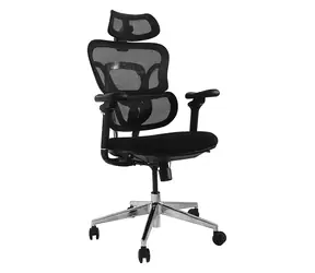 Equip Ergonomická kancelářská židle černá, čalouněný sedák / Kancelářská židle / opěrka hlavy / nosnost 150 kg
