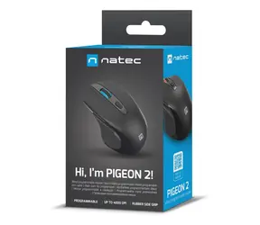 Natec Pigeon 2 černá / Drátová optická myš / 4 000 DPI / USB-A / RGB podsvícení / 6 tlačítek