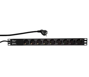 LogiLink Napájecí lišta 19" 9x230V černá / Zásuvková lišta / bez vypínače / 2 m / 16 A