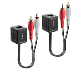Lindy 70460 / Audio extender / 2x RCA – RJ45 / Cat.5 / dosah až 500 m