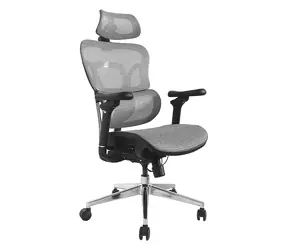 Equip Ergonomická kancelářská židle šedá / Kancelářská židle / síťový sedák / opěrka hlavy / nosnost 150 kg