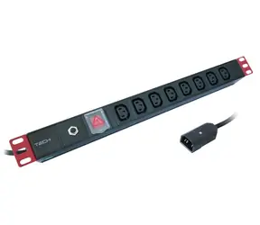 Techly 109559 černá / Napájecí panel / 19" 1U / 8x C13 / C14 / 2500 W / 2 m kabel