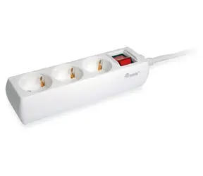 Equip 3x Schuko bílá / Zásuvkový blok / Vypínač / Dětská pojistka / Kabel 1,5 m / 16 A