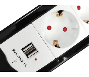 Equip Prodlužovací přívod 4 zásuvky černá/bílá / Zásuvkový blok / 2x USB-A / vypínač / 1,5 m