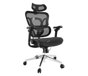 Equip Ergonomická kancelářská židle černá / Kancelářská židle / síťový sedák / opěrka hlavy / nosnost 150 kg