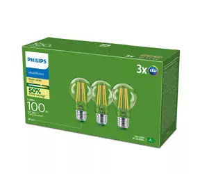 Philips Ultra Efficient A60 7,3W (100W) E27 2700K 3 ks / LED žárovka / Teplá bílá
