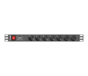 Lanberg PDU černá / Zásuvková lišta do racku / 19" / 1U / 7x Schuko / 16 A / 2 m