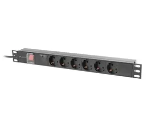 Lanberg PDU černá / Zásuvková lišta do racku / 1U / 19" / 6x zásuvka Schuko / IEC C14 / 10 A / 2 m