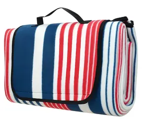 CALTER DUOS pruhy modro-červené / Pikniková deka / 170x150 cm / alu fólie
