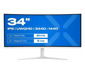 34" Japannext JN-IPS340UWQHD60C-C65W-HS-W / Monitor / IPS / UWQHD 3440x1440 / Curved 3800R / 60Hz / USB-C+HDMI+DP
