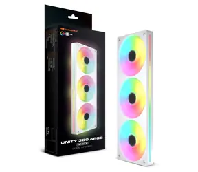 COUGAR Unity360-FB bílá / PC ventilátor / 360 mm / 3 ks / ARGB / PWM / 78,2 CFM