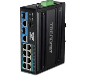 TRENDnet Průmyslový switch 10-port PoE++ / Switch / Gigabit / 360 W PoE / 20 Gbit/s / IP30 DIN-Rail