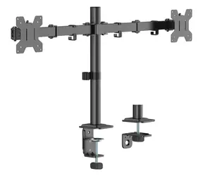 Equip černá / Stolní držák pro dva monitory / 17-32" / VESA 75-100 mm / nosnost 10 kg / 360° otočení