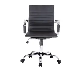 EQUIP Kancelářská židle černá / Žebrovaný potah / Střední opěradlo / Umělá kůže / Područky / 360° otočná / Kolečka