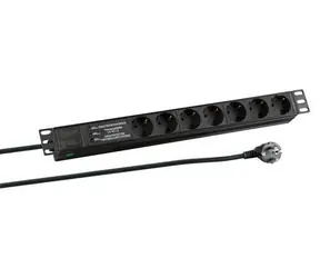 EFB EK631DE.3 černá / Napájecí panel / 19" 1U / 7x Schuko zásuvka / přepěťová ochrana / 2 m kabel