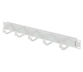 Lanberg 19" organizér kabelů 5 kroužků Typ B šedý / Organizér kabelů / 1U / kov