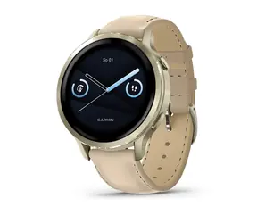 Garmin Venu 4 41mm zlatá, béžový řemínek / Chytré hodinky / 1.2" AMOLED / GPS / Wi-Fi / 5 ATM