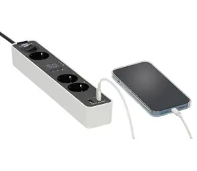Brennenstuhl Ecolor bílá/černá / Prodlužovací lišta / 3x zásuvka / USB-A + USB-C / časovač / bezpečnostní spínač