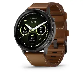 Garmin Venu 4 45 mm šedá, černý/hnědý řemínek / Chytré hodinky / AMOLED / GPS / Wi-Fi / 5 ATM