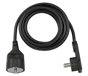 Brennenstuhl Prodlužovací kabel plochá zástrčka černá / Prodlužovací přívod / 2 zásuvky / 3 m / H05VV-F 3G1,5