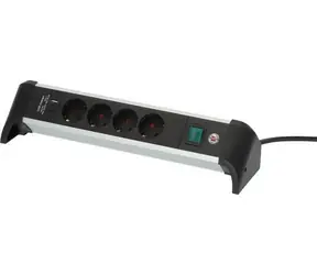 Brennenstuhl Alu-Office-Line černá/hliník / Stolní napájecí lišta / 4 zásuvky / USB-A / USB-C PD 30W / 1,8 m