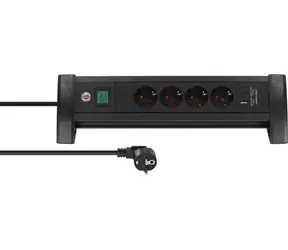 Brennenstuhl Premium Office Line černá / Prodlužovací kabel / 4x 230V / 1x USB-A / 1x USB-C / 1,8 m / vypínač