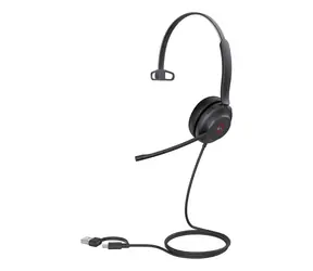 Yealink UH37 Mono (MS Teams) černá / Mono náhlavní souprava / mikrofon / USB-C & USB-A / kabel 1,2 m