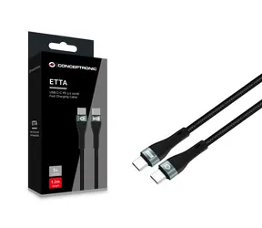 Conceptronic USB-C - USB-C nabíjecí a datový kabel černá / Kabel / USB 2.0 / PD 100 W / 480 Mbit/s / 1,2 m