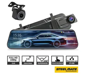 SteelMate M700 / Autokamera ve zpětném zrcátku / 2 kanály / 9,66" dotykový displej / Full HD