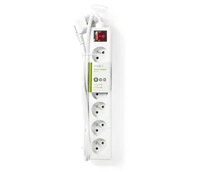 Nedis prodlužovací přívod bílá / Prodlužovací přívod / 6 zásuvek / vypínač / 1,5 m / 3680 W / 16 A