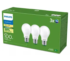 Philips Ultra Efficient A60 E27 7,3W=100W matná / LED žárovka / 2700K teplá bílá / balení 3 ks