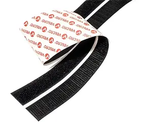 Velcro nalepovací páska se suchým zipem černá / Páska se suchým zipem / 20 mm / 5 m