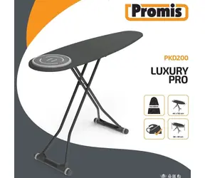 Promis LUXURY PRO / Žehlicí prkno / Oválné / Skládací / šedý potah / nastavitelná výška