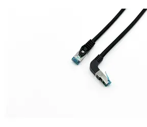 Equip Cat6A S/FTP lomený černá / Patch kabel / RJ-45 rovný-lomený / 0,5 m / LSZH / PoE+